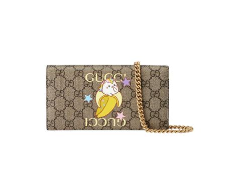 Gucci Bananya Print Chain Wallet 'Beige/Ebony GG Supreme'